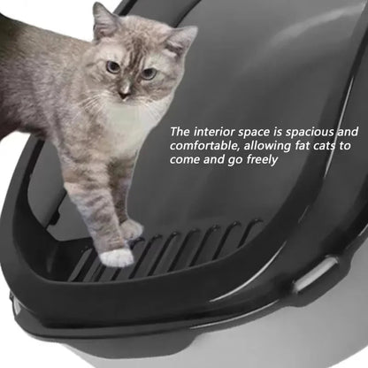 Half-Closed Cat Litter Box with Splash Guard and Included Scoop | Pet Supplies