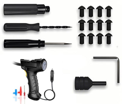 Ultimate Tire Repair Kit for Tubeless Tires | 12 Seal Plugs & Tools for Quick Fixes | Optional Tire Pump