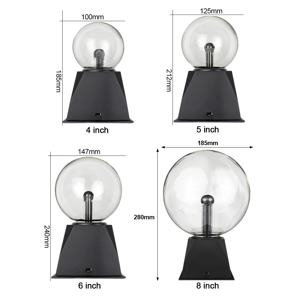 Touch-Activated LED Plasma Ball Lamp with Sound Control – 220V EU Plug, 10-20 cm, Decorative & Party Light