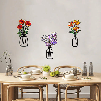 Set of 3 Scandinavian Metal Wall Plant Holders - Clip-On Design