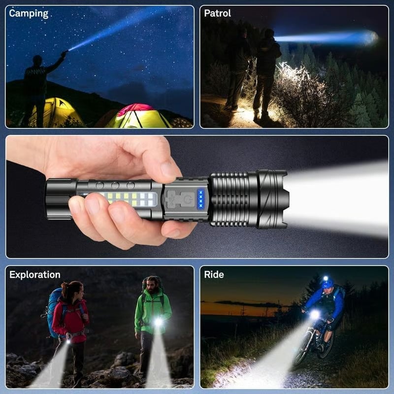 High-Performance LED Flashlight with COB Work Light