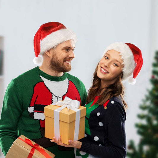 LED Light-Up Christmas Hat – Soft Plush Santa Cap with Colorful Lights