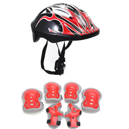 Children's Helmet and Protective Gear Set | 7-Piece with Knee, Elbow, and Wrist Pads | Adjustable Fit | Shock Absorption | Great for Biking & Skating