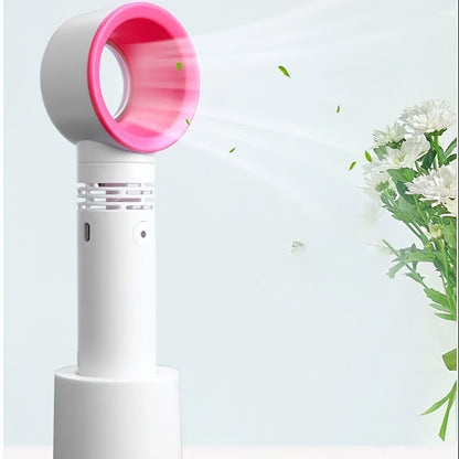 Portable Bladeless Handheld Fan - USB Rechargeable Mini Desk Fan with 3 Speed Settings for Travel, Camping, Office, and Home