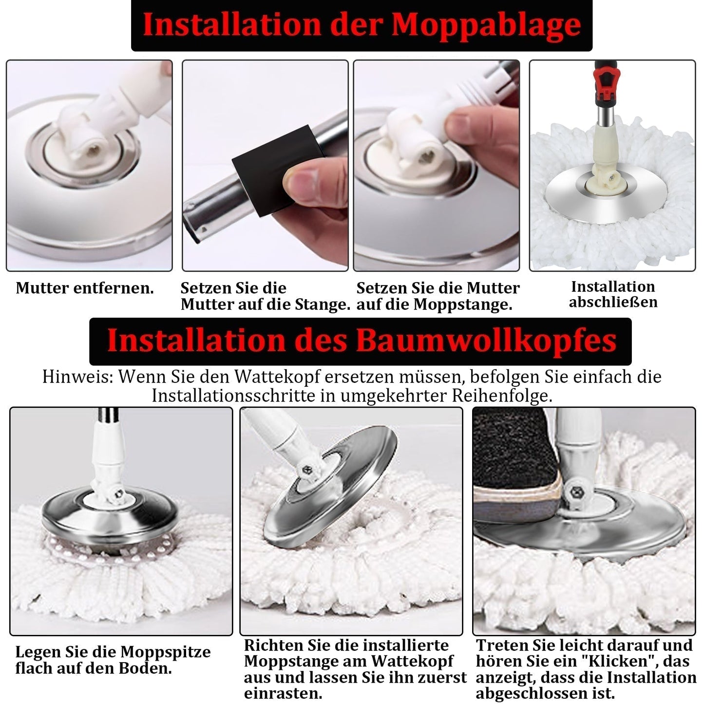360° Floor Mop Set with Bucket | Dual-Zone Cleaning System