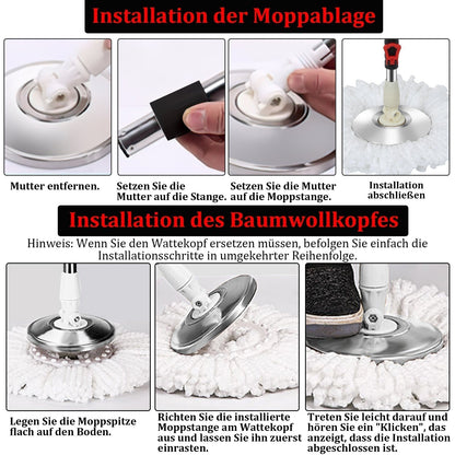 360° Floor Mop Set with Bucket | Dual-Zone Cleaning System