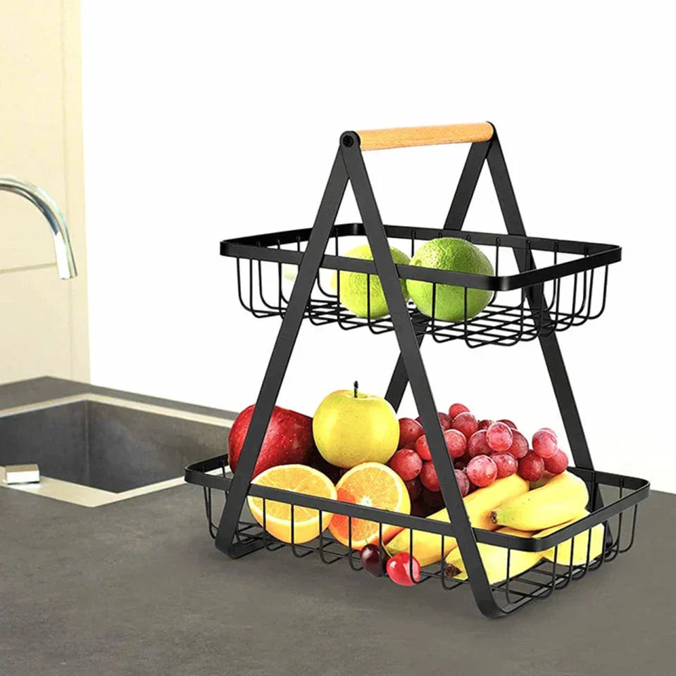Elegant 2-Tier Iron Fruit Display Stand