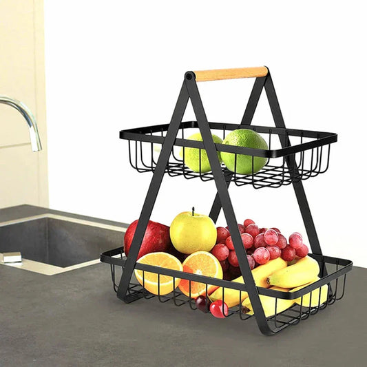 Elegant 2-Tier Iron Fruit Display Stand