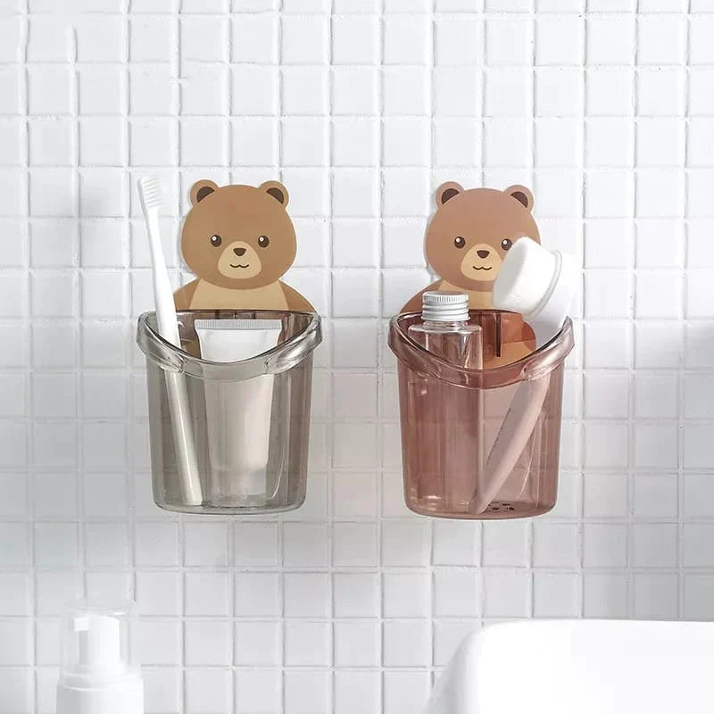 Wall-Mounted Toothbrush Holder Cup in Bear Design
