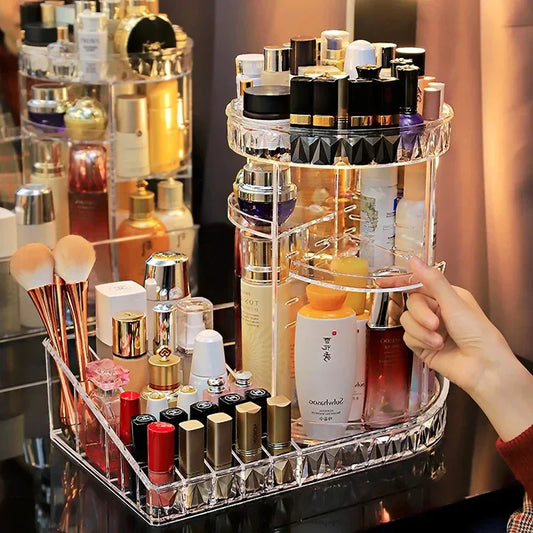 360-Degree Rotating Cosmetic Storage Solution