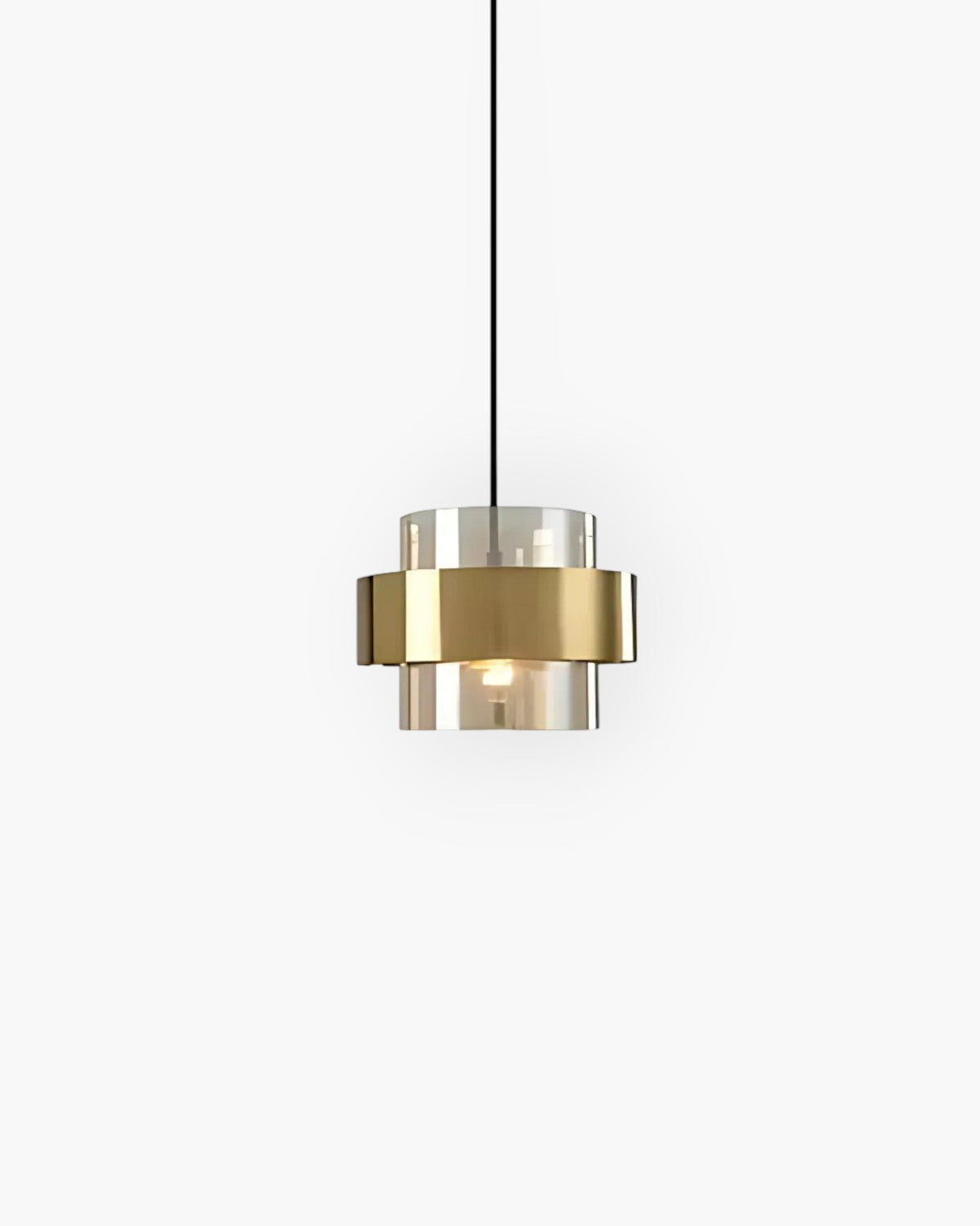 Industrial Edge Pendant Light with Gold Glass Accent