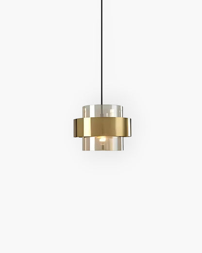 Industrial Edge Pendant Light with Gold Glass Accent