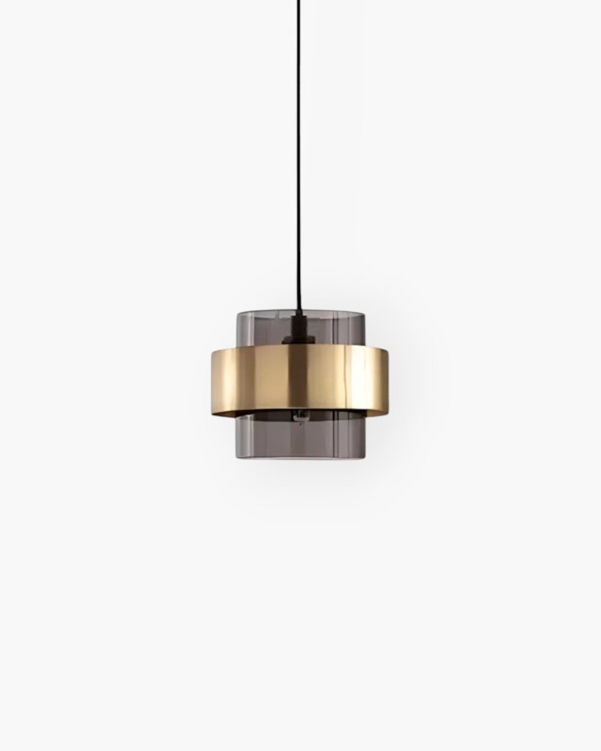 Industrial Edge Pendant Light with Gold Glass Accent