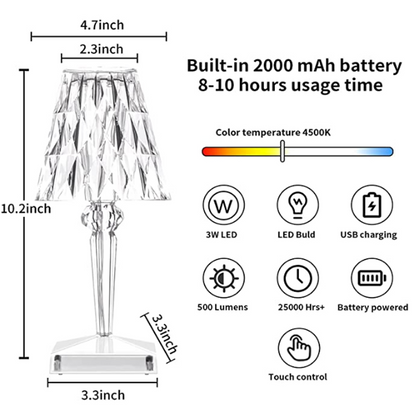 Elegant Touch Sensor Table Lamp with USB – CrystalGlow Design