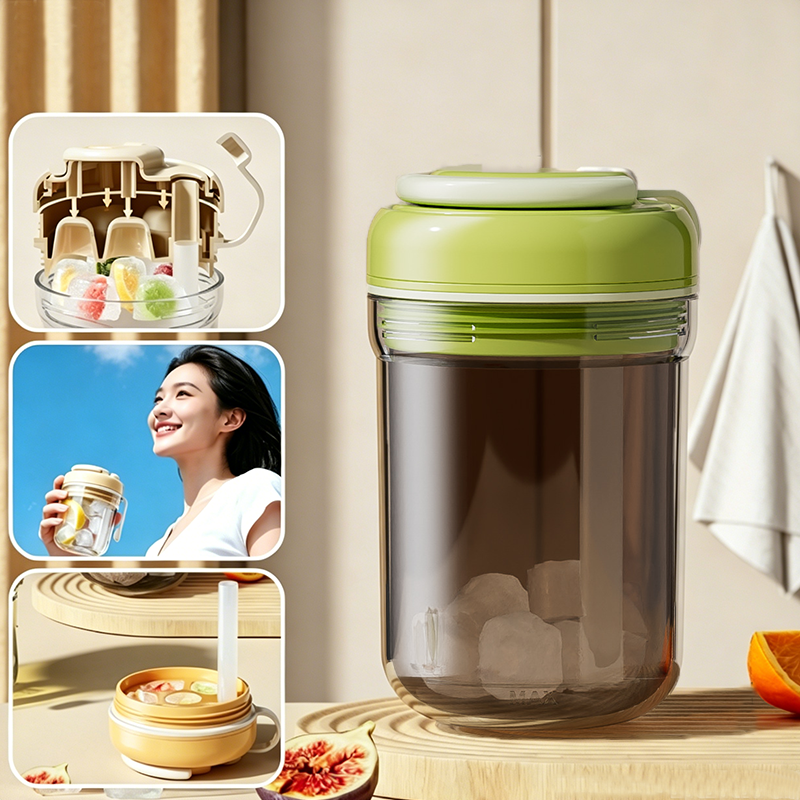 Versatile Ice Cube Maker & Travel Cup with Straw