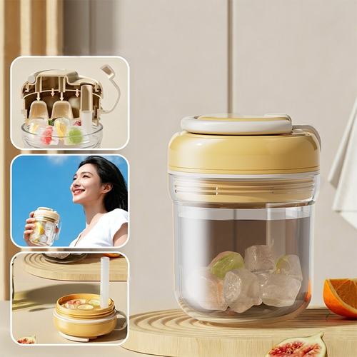 Versatile Ice Cube Maker & Travel Cup with Straw