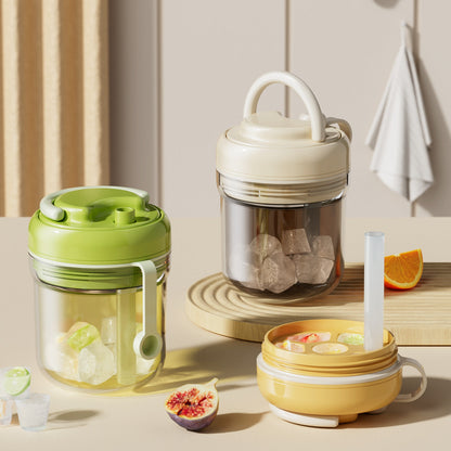 Versatile Ice Cube Maker & Travel Cup with Straw