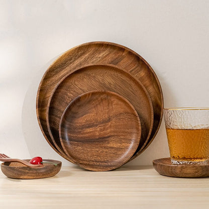 Serving Set of 4 Acacia Wood Plates