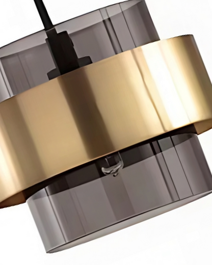 Industrial Edge Pendant Light with Gold Glass Accent