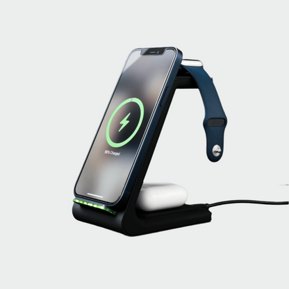 Wireless Charging Hub for Phone, Smartwatch & Earbuds – 3 Devices