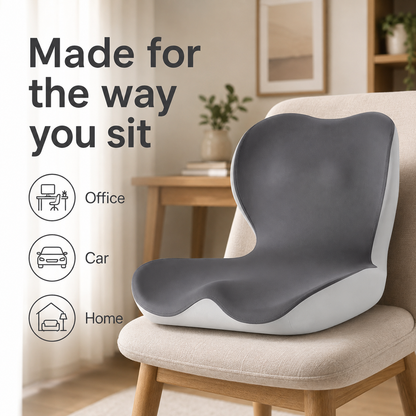 Memory Foam Seat Cushion with Back Support - L-Shaped, Washable Cover for Home, Office, and Car Chairs