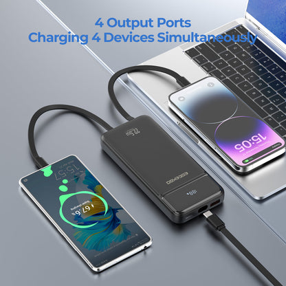 All-in-One Portable Charger | 10,000 mAh with Built-in Cables