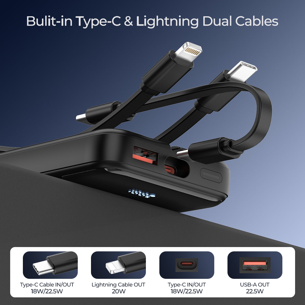 All-in-One Portable Charger | 10,000 mAh with Built-in Cables