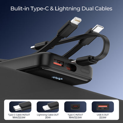 All-in-One Portable Charger | 10,000 mAh with Built-in Cables