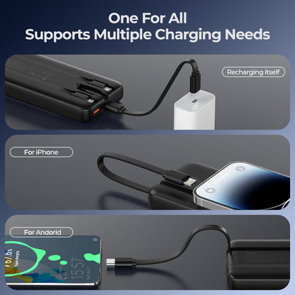 All-in-One Portable Charger | 10,000 mAh with Built-in Cables