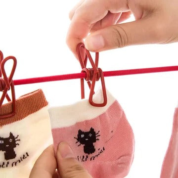 Compact Adjustable Clothesline with 12 Durable Clips