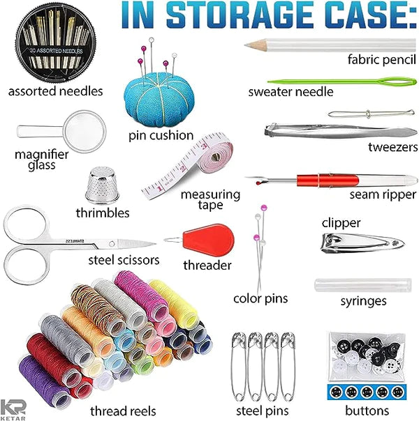 Complete 98-Piece Sewing Essentials Set with Stylish Organizer