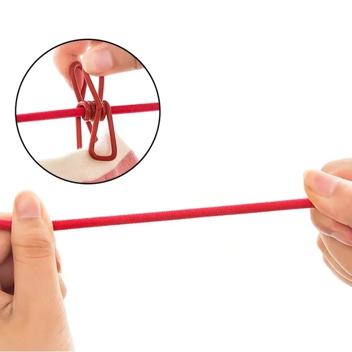 Compact Adjustable Clothesline with 12 Durable Clips