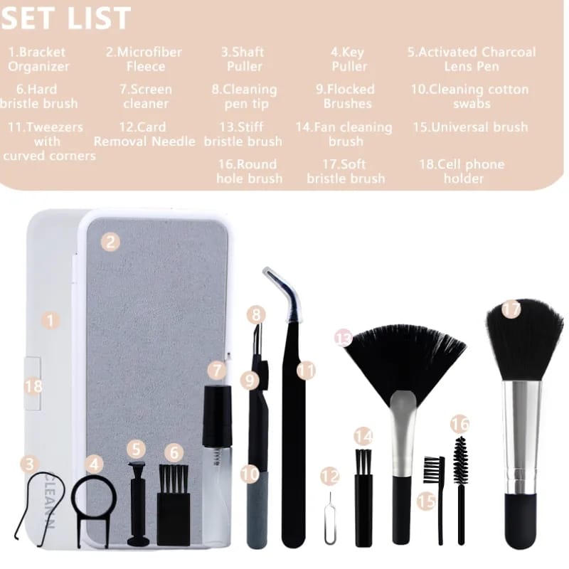Ultimate 18-Piece Cleaning Set for Tech Devices