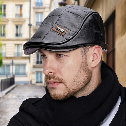 Timeless Leather Newsboy Cap for All Seasons