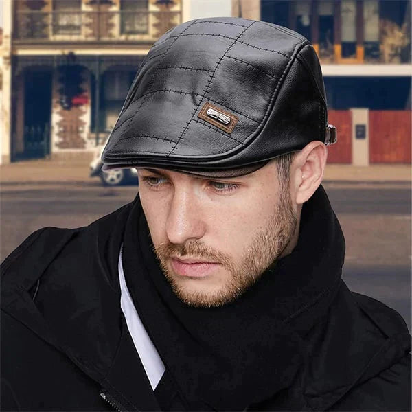 Timeless Leather Newsboy Cap for All Seasons