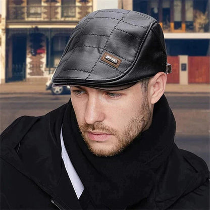 Timeless Leather Newsboy Cap for All Seasons