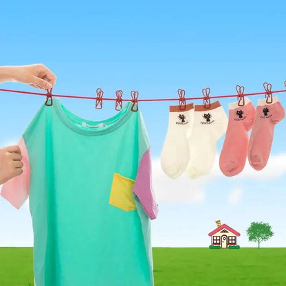 Compact Adjustable Clothesline with 12 Durable Clips
