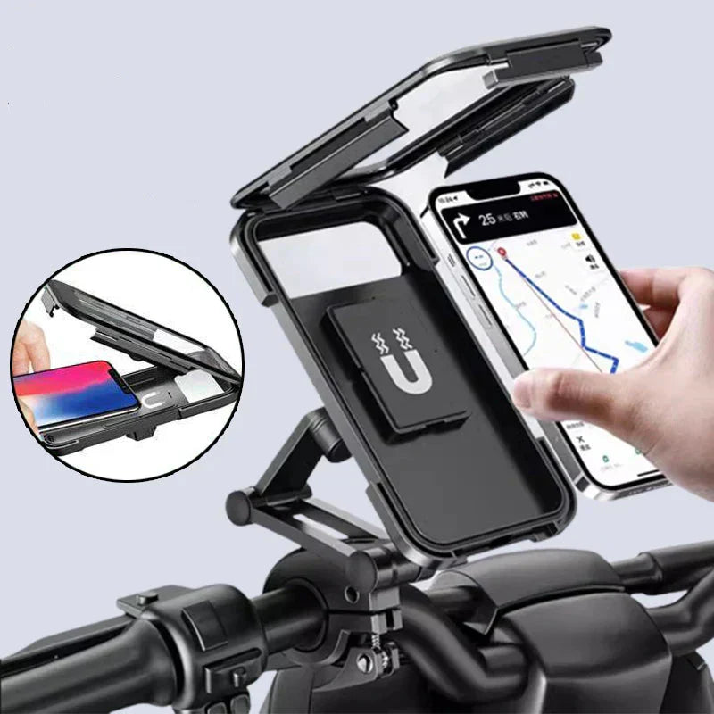 Waterproof Phone Mount with USB and 15W Wireless Charger for Bicycles