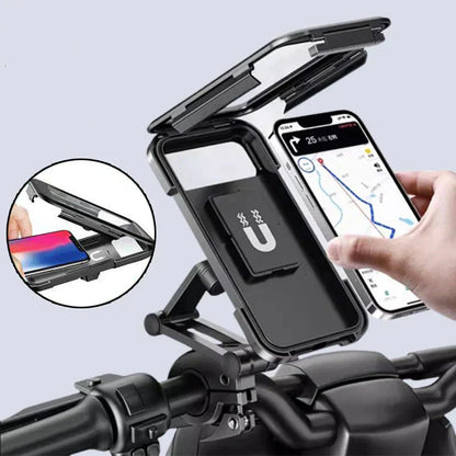 Waterproof Phone Mount with USB and 15W Wireless Charger for Bicycles