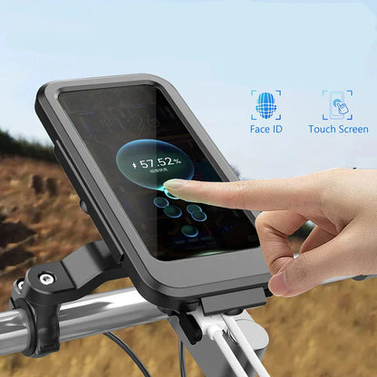 Waterproof Phone Mount with USB and 15W Wireless Charger for Bicycles