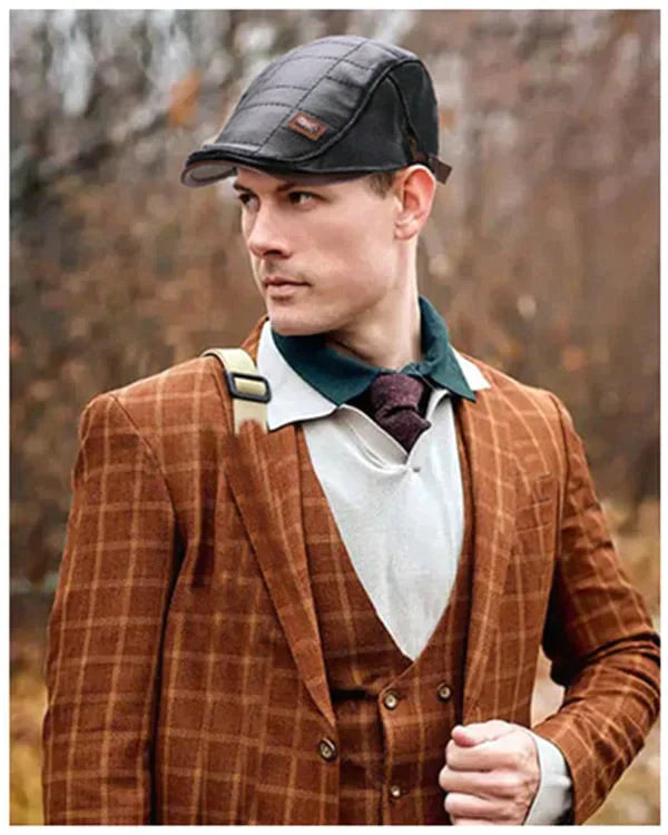 Timeless Leather Newsboy Cap for All Seasons