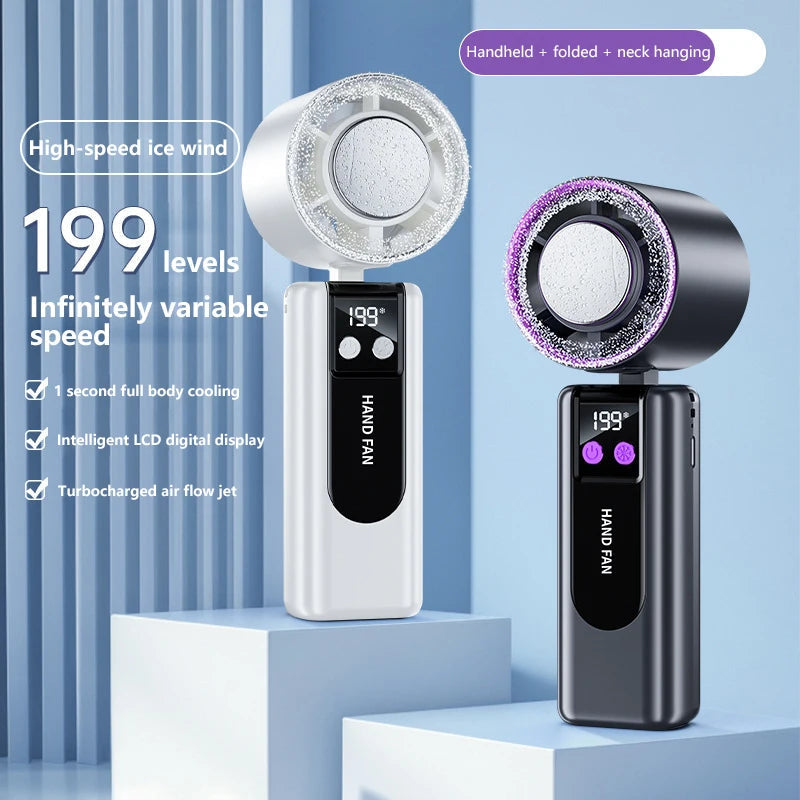 Handheld Fan with Cooling Function | Turbo Speed | USB Powered | Digital Display | 3 Speed Settings