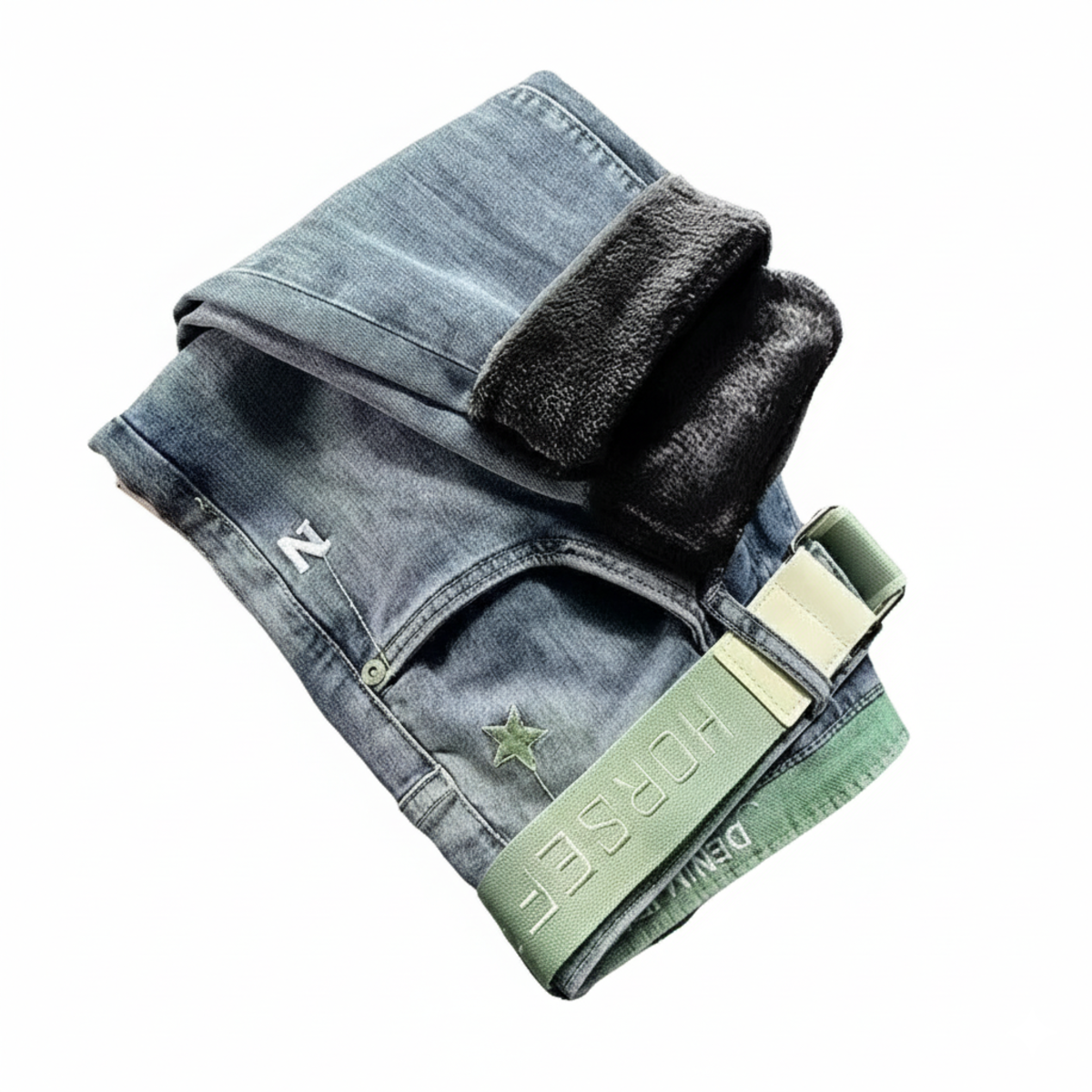 Casual Slim Fit Denim Trousers for Men - Warm Stretchy Vintage Style