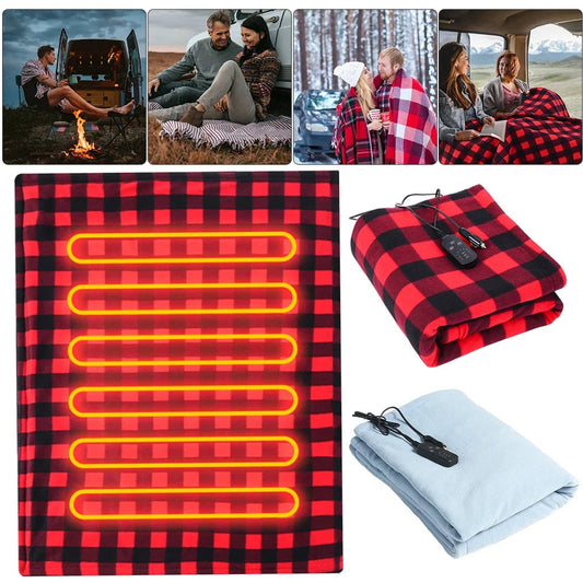 12V Electric Heated Car Blanket | 9 Heat Levels | Quick Warm-Up & Auto Shut-Off | Soft Coral Fleece, 150×100 cm Cozy Design