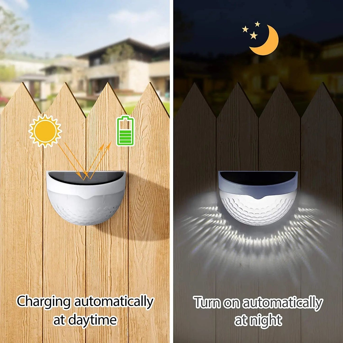 Solar Wall LED Light | Waterproof IP65 | Light Sensor | 6 LEDs | Perfect for Fence & Garden