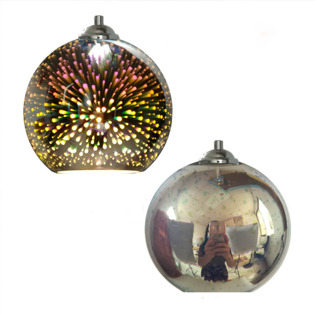 Colorful 3D Firework Glass Dome Pendant Light – Modern Design