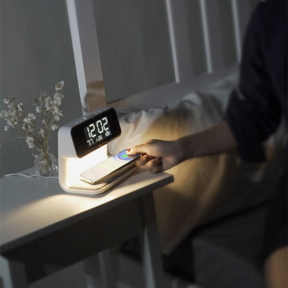 Touch-Controlled LED Table Lamp with Wireless Charger & Alarm Clock – 3-in-1
