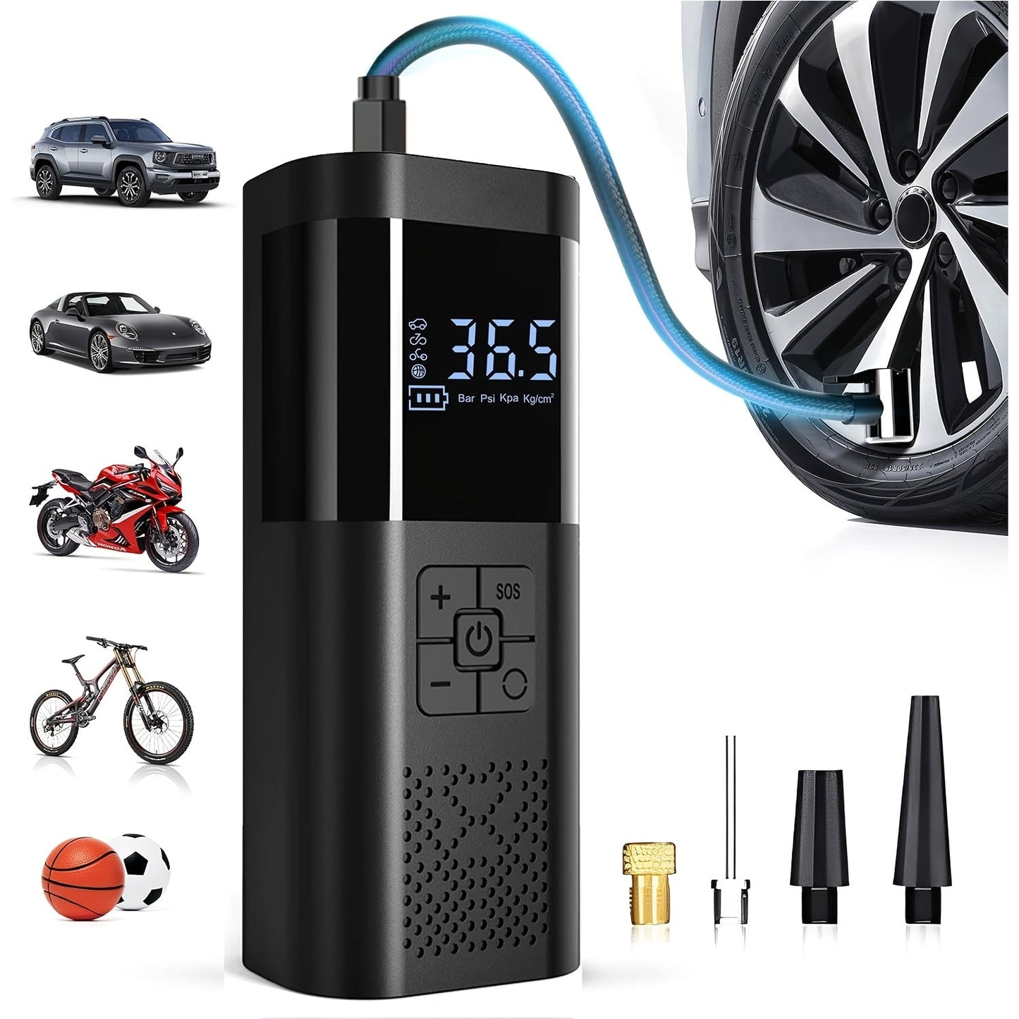 Portable Compressor for Car, Bicycle & Sports Ball