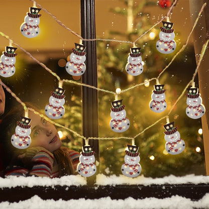 FrostGlow LED Christmas Lights | Acrylic Snowman & Tree | 10-Piece String Lights | Holiday Decor for Christmas & New Year 2025