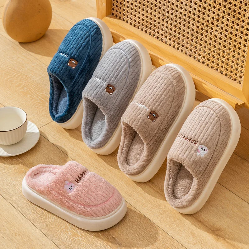 Soft Cotton Slippers for Men and Women - Lightweight & Insulating - Gray